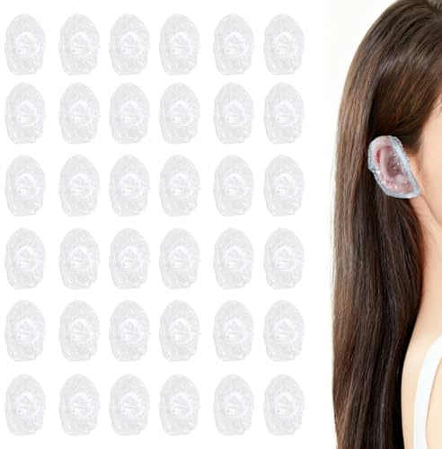 200 Piezas Orejeras Desechables de Plástico, Transparente Protector Oidos Agua, Protector Oreja Impermeables Cubierta Para Teñir El Cabello Bañarse Spa Peluquería Hogar y Hotel