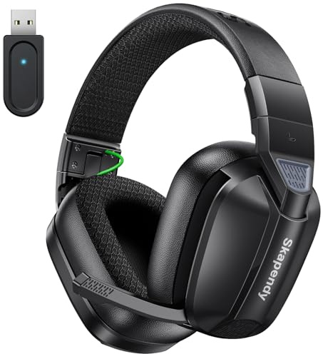 Skapendy VK80 2,4-GHz-Funk-Gaming-Headset für PC, geringe Latenz, über 50 Stunden Akkulaufzeit, Bluetooth-Kopfhörer, Stereo-Sound-Headset für Switch, matt-hellschwarz