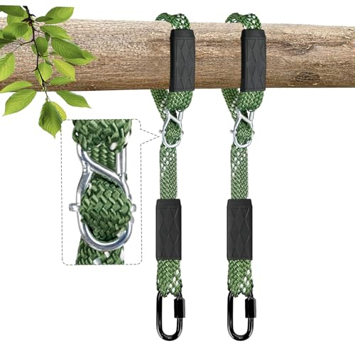 Yyiwhmy 2er Schaukel Befestigung Seil, 203cm Verstellbares Nylon-Schaukelseil mit Karabiner, 362 kg Tragkraft Hängematte Hängesessel Schaukel Aufhängung für Indoor Outdoor Spielplatz Yoga Sandsäcke