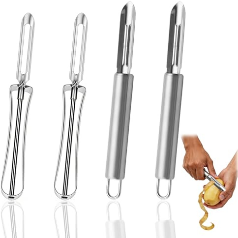 xoqoiuo 4 Pcs Potatoes Peelers, Julienne Peeler and Potato Peeler, Vegetable Peelers for Kitchen Multi-Functional Vegetable for Kitchen Suitable for Processing Peelings