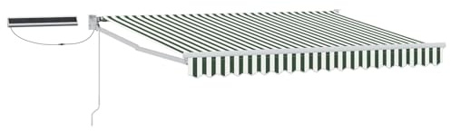 vidaXL Electric Retractable Awning Green and White 3 x 2.5 m, Modern Electric Awning, Outdoor Shade Solution, Aluminium Canopy, Retractable Cover, Garden Sun Shield, Eco-Friendly Protection