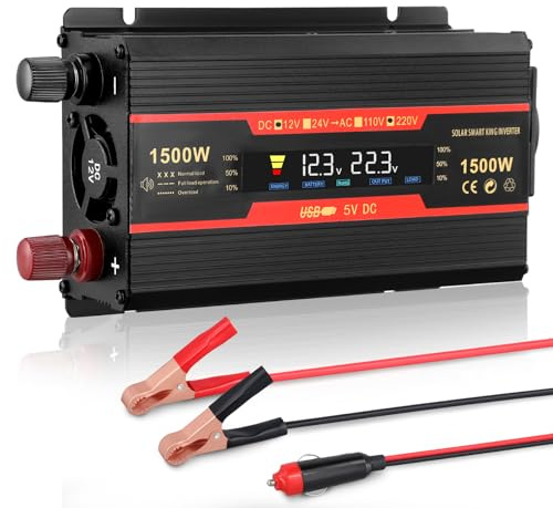 Convertitore Di Tensione 1500W,Power Inverter 12V 220V,Premio Avec Allume Cigare,2 Porte Usb,Invertitore Di Tensione Per Auto,Camper