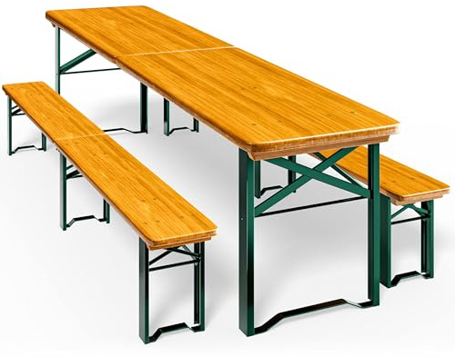 Casaria 2er Set Bierzeltgarnitur 220cm 10 Personen hohe Belastbarkeit Massiv Holz klappbar Festzeltgarnitur 2 Bierbänke Biertisch Partytisch Garten