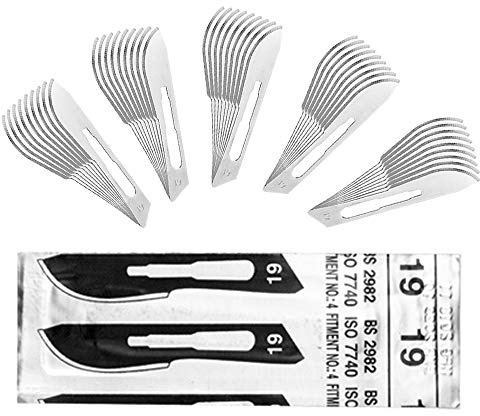May Skalpellklingen Figur 19 für Halter Nr. 4 50 Stück | Vorratspack für Podologie und DIY. Kompatible Ersatzklingen aus Karbonstahl garantieren scharfe, zuverlässige Schnitte.