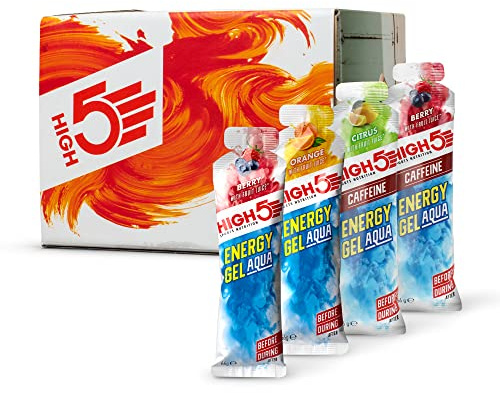 HIGH5 Energy Gel Aqua – Quick Release Sport Gels zur Kraft der Muskeln für Spitzenleistung – Natürlicher Fruchtsaft – Unterwegs Energieschub für Laufen, Radfahren und Ausdauer (gemischt, 15 x 66g)