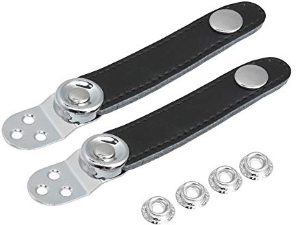BQLZR 7.8x2.2cm Black Leather Accordion Bellows Straps with Metal Extension Film 4 Buckle Fit for Accordion