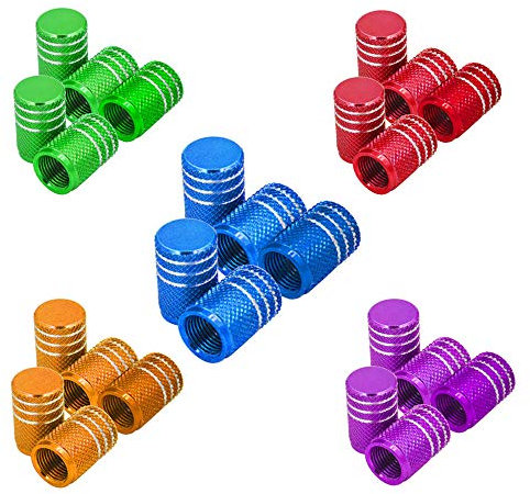 Senven 25 Pcs Farbe Aluminium Ventilkappen, Reifenventil Staubkappen Auto, Motorrad, LKW, Fahrrad verhindern Luftleckage -Reifenventilkappen