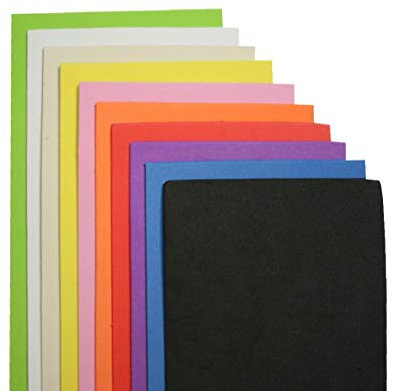 B2Q Bastelschaum 10 Farben Moosgummi Schaumstoffplatte 10x15cm 50 Platten (0284)