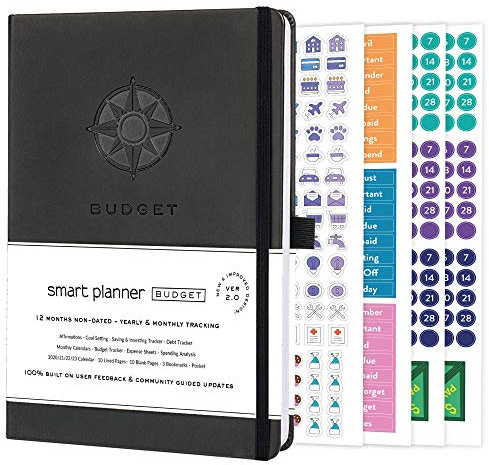 Smart Planner Budget Book – Undated Finance Planner – 8.6 x 5.7 inches (A5) – Monthly Calendars, Budget Tracker, Expense Sheets, Account Saving and Investing Trackers, Budget Book – Bill Organizer