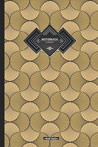 KOTAO Notizbuch Kariert DIN A5 #285 Art Deco Muster Gold: (120 Seiten, 90g/m2, 6“x9“, Softcover, Seitenzahlen - Notizheft, Schulheft, Matheheft, Tagebuch, Skizzenbuch, Graph Paper)