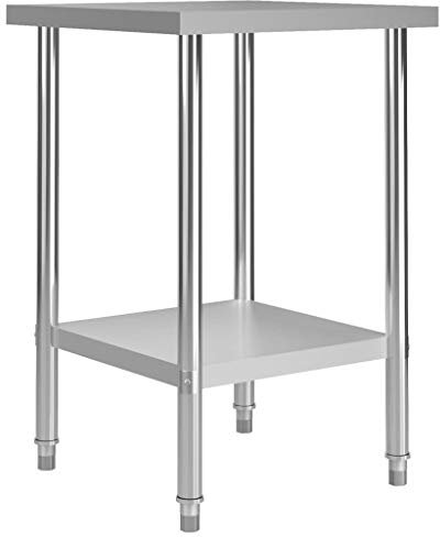 Tidyard Küchen-Arbeitstisch Edelstahltisch für Küche Bar Restaurant，Esszimmertisch Zubereitungstisch Tisch Verstellbare Füße,Belastbarkeit: 80 kg,Silbern,