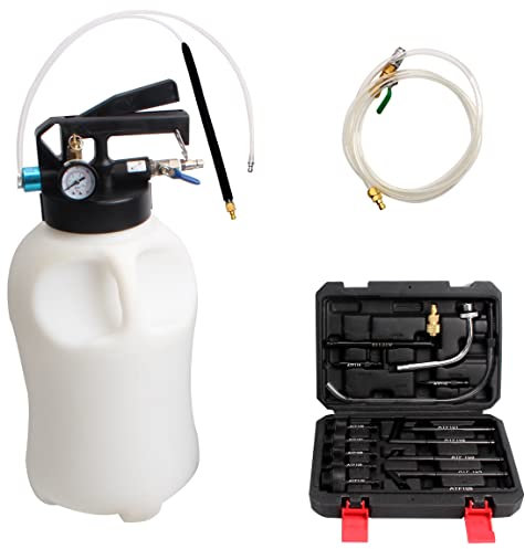 CCLIFE Druckluft Ölwechsel Gerät Öleinfüllgerät Ölabsauger Getriebeöl Einfüllgerät 6L/10L 2 in 1 Befüllgerät Öl Einfüllen mit 15 ATF Adapter