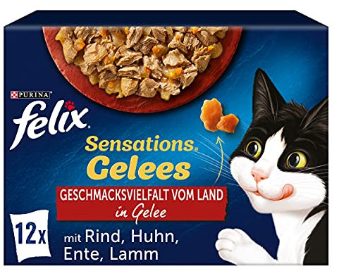 FELIX Sensations Gelees Katzenfutter nass in Gelee, Sorten-Mix, 6er Pack (6 x 12 Beutel à 85g)