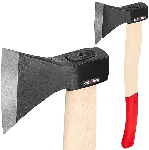 KOTARBAU Axt Geschmiedet 0.9 kg Gesamtlänge 488 mm mit Holz-Stiel Axt zum Holzspalten Spaltbeil Spalthammer Holzhacken Beil