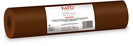 fato - Table Runner, Fabric Effect, Size 0.4x24m, Pre-cut every 1.2m, Pack of 20 Runners, Dry Paper, Airliad, Cocoa Colour