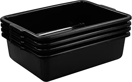 Pekky 32L Large Commercial Bus Box, Wash Basin Tub, Black, 4 Pack