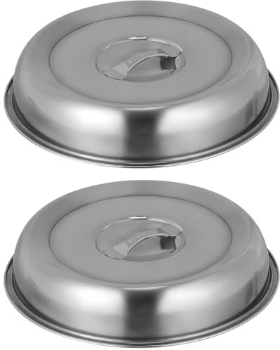 Lurrose 2 Stück Edelstahl Glosche 28cm Speisehaube Steakhaube | Runde Abdeckhaube für Teller, Grillgerichte und Butter, ideal zum Warmhalten von Speisen in Küche, Restaurant und Catering