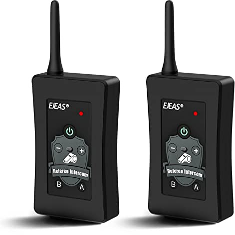 EJEAS FBIM Professionell Bluetooth-headset Intercom för domare, 850 mAh 1500 MDramlös intercom med brusreducering för fotboll och handboll 4 personers anslutning (2 stycken)