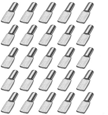 25PCS paquetes de pernos de estante, YiXuTag clavijas de soporte de estante de 5 mm Muebles de gabinete en forma de cuchara,Tacos de Soporte de Estantería, Alfileres para Estantes