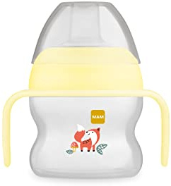 MAM - Taza de boca suave 4+ meses 150 ml (color aleatorio) - Taza de aprendizaje con boquilla antifugas y asas ergonómicas - Primera taza de bebé con pico ultra suave