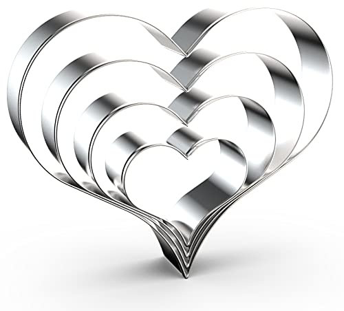 Herz-Ausstechformen-Set, Plätzchen Ausstecher, groß/klein/mini, 12,7 cm, 10,2 cm, 7,6 cm, 5,1 cm, 4 Stück, Valentinstag, herzförmige Ausstechformen, Keksformen zum Backen – Edelstahl