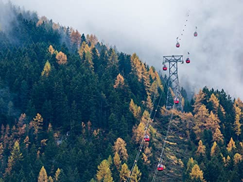 THISIT DIY Ölgemälde, Malen nach Zahlen für Erwachsene, Seilbahn,Auto,Hütten,Wald-40 * 50cm No Frame