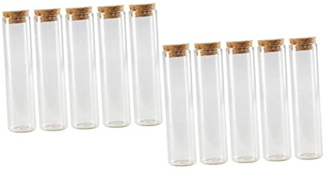 Operitacx 10pcs Clear Glass Bottles with Leak Cork Lids Versatile Storage Jars for Tea Candy Sugar More Stable Design for Kitchen Organization