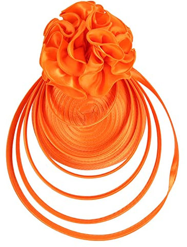 Fascinator Damen Hochzeit Kopfschmuck Hüte Hair Hat Clip Schleier Stirnband Mesh Tea Party Kopfbedeckung Frauen Pillbox Hut Haarschmuck für Kirche Halloween Cocktail Club Orange