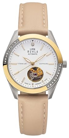 UMR RUHLA Armbanduhr, Damen, Automatik, Lederarmband, Titangehäuse, wasserdicht bis 5 bar