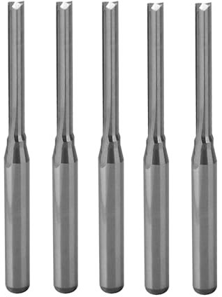 Trvoxviq Gerade CNC-Fräser-Bits Schaftfräser 5 Stück Frässchneider Werkzeuge mit 2 Rillen, 2x17mm, 1/8'' Schaft Vollhartmetall CNC-Bits Mühlensets für PVC Acryl Gravur Schnitzen