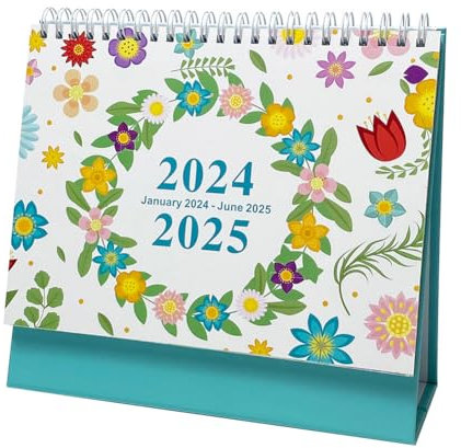 Kalender 2024 Tischkalender, Monatskalender Jahreskalender Tischkalender Kalender 2024-2025 Desktop Kalender Tischkalender zum Aufstellen 18 Monatskalender Läuft von Januar 2024 bis Juni 2025