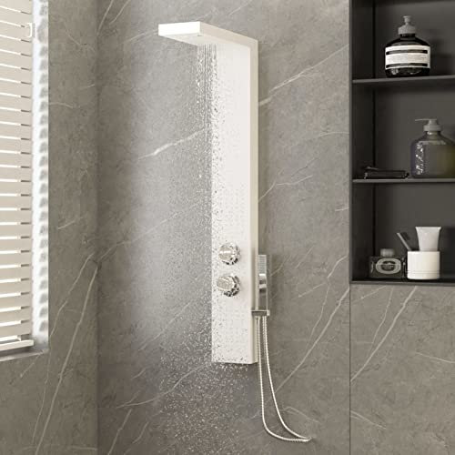 Duschpaneel-System, CIADAZ Duschset, Regendusche, Dusche Komplett, Dusche Regendusche Set, Regendusche, Duschsystem, Aluminium Weiß