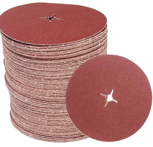 Profi Korund Schleifpapier 180mm Klett für Schleifmaschine, Exzenterschleifer, Winkelschleifer. Präzise Schleifarbeiten auf Holz, Metall und Kunststoff. Schleifscheiben in Körnung 40 (50 Stück)