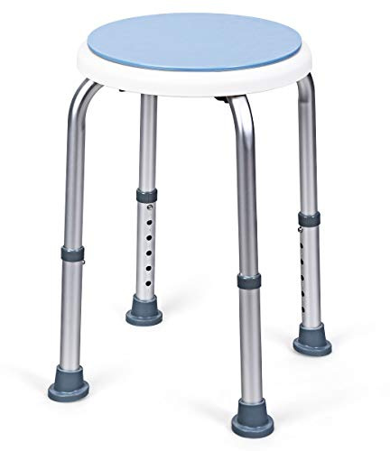 HOMFME 360 Degree Rotating Shower Stool, 6 Position Height Adjustable Round Shower Seat with Anti Slip Rubber Pads, Aluminum Shower Chair Bath Stool for Elderly Disabled Pregnant