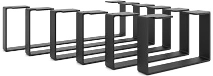 HEVVA 2er-Set Möbelfüße - Luxemburg - Höhe 15 cm (Tiefe 35 cm, Schwarz) | Möbelkufen, Möbelbeine, Standfüße, Design-Möbelfüße, Sideboardfüße, Waschtischunterschrankfüße, Metallfüße für DIY