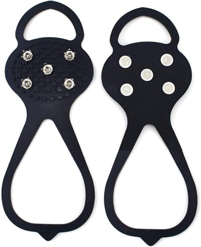 SZCLKJGS 1 Pair Ice Grippers for Shoes and Boots, Universal Non-Slip Gripper Spikes, 5-Teeth Anti-Slip Nails, Fit 35-45 Sizes