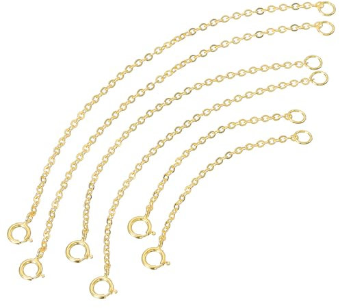 QUARKZMAN 2 Set Ketten Verlängerungen 925 Sterling Silber 50mm/80mm/100mm Verlängerungs Ketten mit Verschlüssen für Schmuckherstellung Halskette Armband Gold