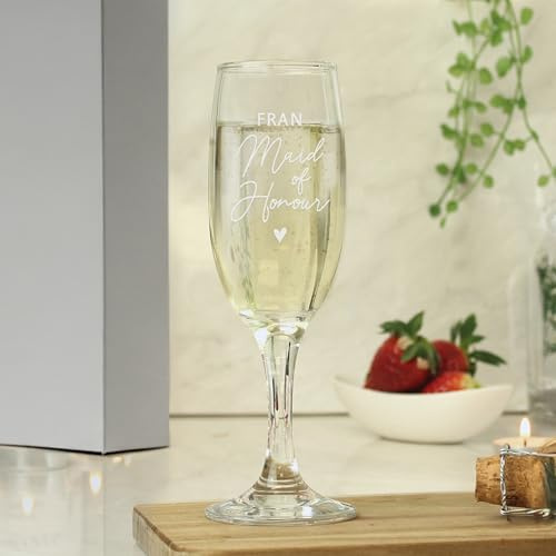Custom Personalised Mother of The Bride Flute Glass with Box. Ideal for Weddings.