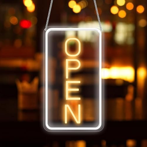 Open Neon Schild - LED Open Schild - Led Neon Sign - Open Led Leuchtreklamen für Bar, Café, Store, Salon, Shop, Club - 18.8x38cm, USB betrieben, energieeffizient, vielseitig einsetzbar
