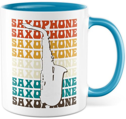 Witzige Tasse mit Spruch - Geschenk SAXOPHONE - Kaffeetasse 330ml aus Keramik - Humor Musik Musiker Instrument Kaffee-Becher