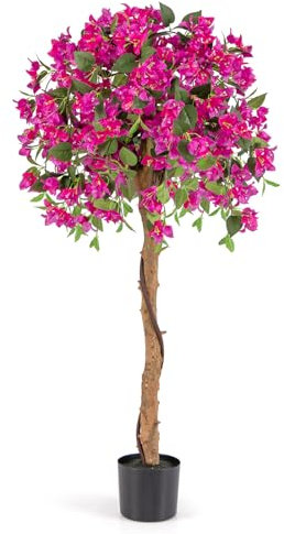 RELAX4LIFE Kunstpflanze, Kunstbaum mit Blüten, Azaleenbaum Künstlich 135 cm, Künstliche Pflanzen im Topf, Künstlicher Baum mit Azalee-Blumen, 576 Blumen & 288 Blätter, Zimmerpflanze Dekopflanze Rosa