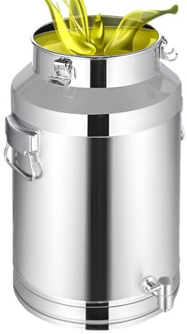 Generico Bidone del Latte in Acciaio Inox 304 Secchio del Latte Bidone del Trasporto del Latte, contenitori di stoccaggio Brocca del Latte Contenitore ermetico per Latte Vino Grano, 15L