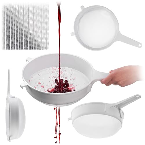 KADAX Kökssil 25 cm, finsil av plast, finmaskig sil av plast, plastsil för köket, fin plastsil med långt handtag (vit)