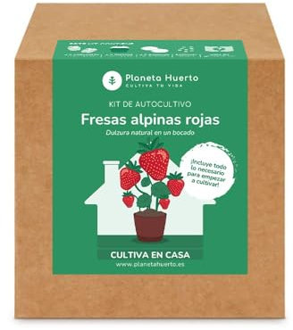 PLANETA HUERTO | Kit de Autocultivo Fresas Alpinas Rojas Planeta Huerto – Cultiva en Casa con Facilidad y Sabor Natural