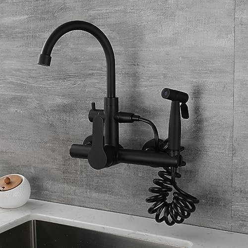 Schwarze Wandarmatur mit Brause und Einhebel-Einhandarmatur für Küchenspüle, hergestellt in China