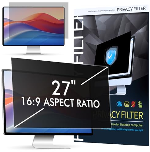 LAMA Blickschutzfilter Blickschutzfolie für 27 Zoll Monitor, Abnehmbarer Sichtschutzfolie Sichtschutz Displayschutz, Sichtschutzfilter Privacy Filter, Augenschutz/Anti-UV/Anti Blaulicht(16:9)