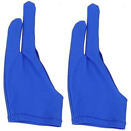 CONGARTENO Two Finger Artist Drawing Gloves 2pcs Curved Blue Sketch Gloves for Painting and Sketching Suitable for Artists Designers