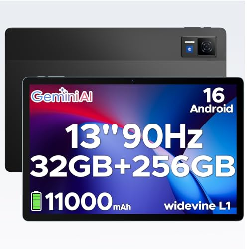 DOOGEE U13 Android 16 Tablet 13 Zoll FHD+ 32GB RAM+256GB ROM (2TB TF) 11000mAh Akku 18W Gaming Tablet, Unisoc T7280 Octa Core, 13MP+5MP, WidevineL1/ 5G WiFi/Face ID/OTG/GPS/4 Lautsprecher/Gemini AI