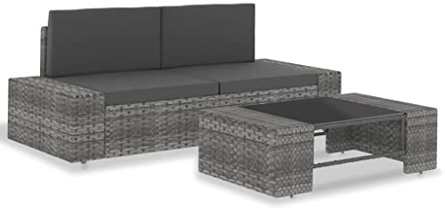 Qnhdfrt Modulares Gartensofa Set aus PE-Rattan mit Couchtisch Grau Anthrazit - Wetterfestes Outdoor Lounge-Set für Garten, Balkon und Terrasse