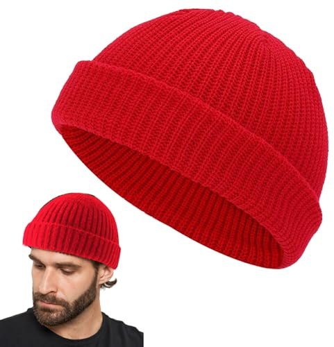 Cerioll Muetze Fuer Maenner, Rollmütze, Winter Beanie Hat, Baseballkappe, Mütze Herren Winter, Thermo Strickmützen für Herren, Winddichte Wintermütze, Kurze Strickmütze für Männer und Frauen